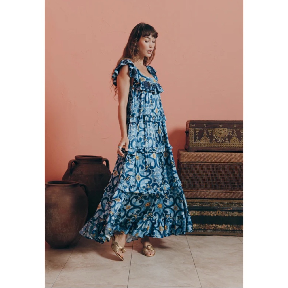 NEW Mi Golondrina Araceli Azules Azuelejos SPECIALTY LONG DRESS - Picture 3 of 16